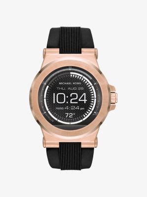 michael kors access dylan rose gold tone silicone smartwatch